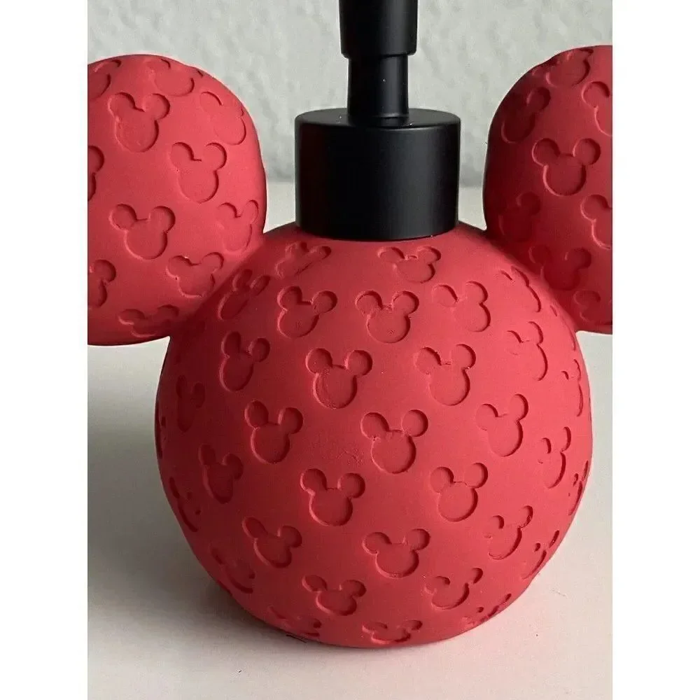 DISNEY Mickey MOUSE Ears Red 3D SOAP Lotion DISPENSER With‎ PUMP Textured NEW